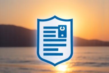 부산 해변을 배경으로 한 법적 서류 아이콘